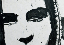 Quadro moderno con volto di adolescente.