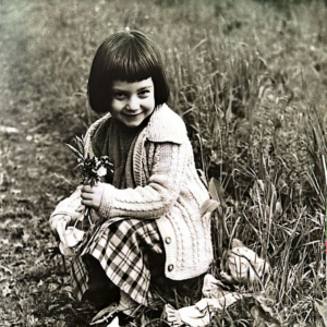 antonia da bambina, foto bianco e nero, sorridente