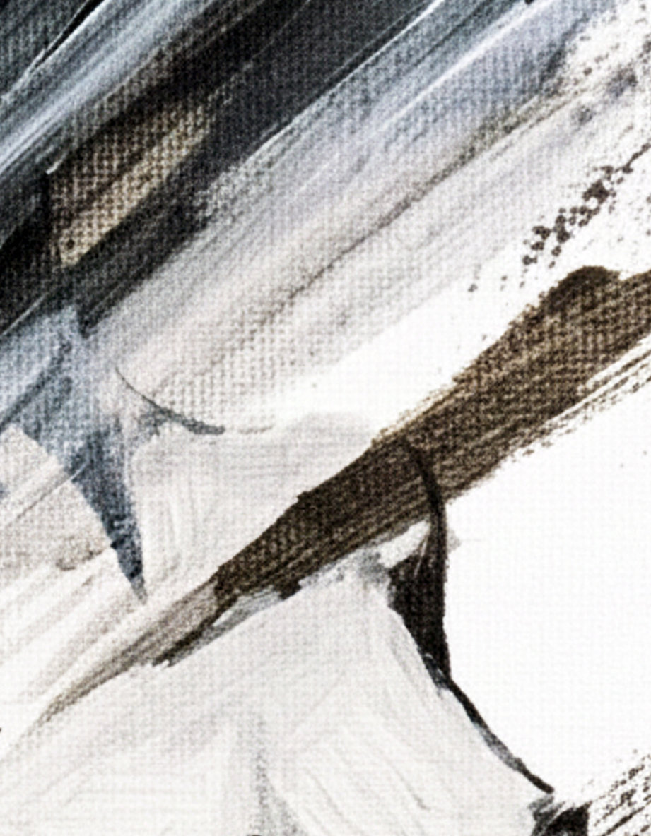 A testa alta: dettaglio Pittura astratta in bianco e nero: torso femminile tra pennellate diagonali. Qui è mostrato un dettaglio dell'opera.