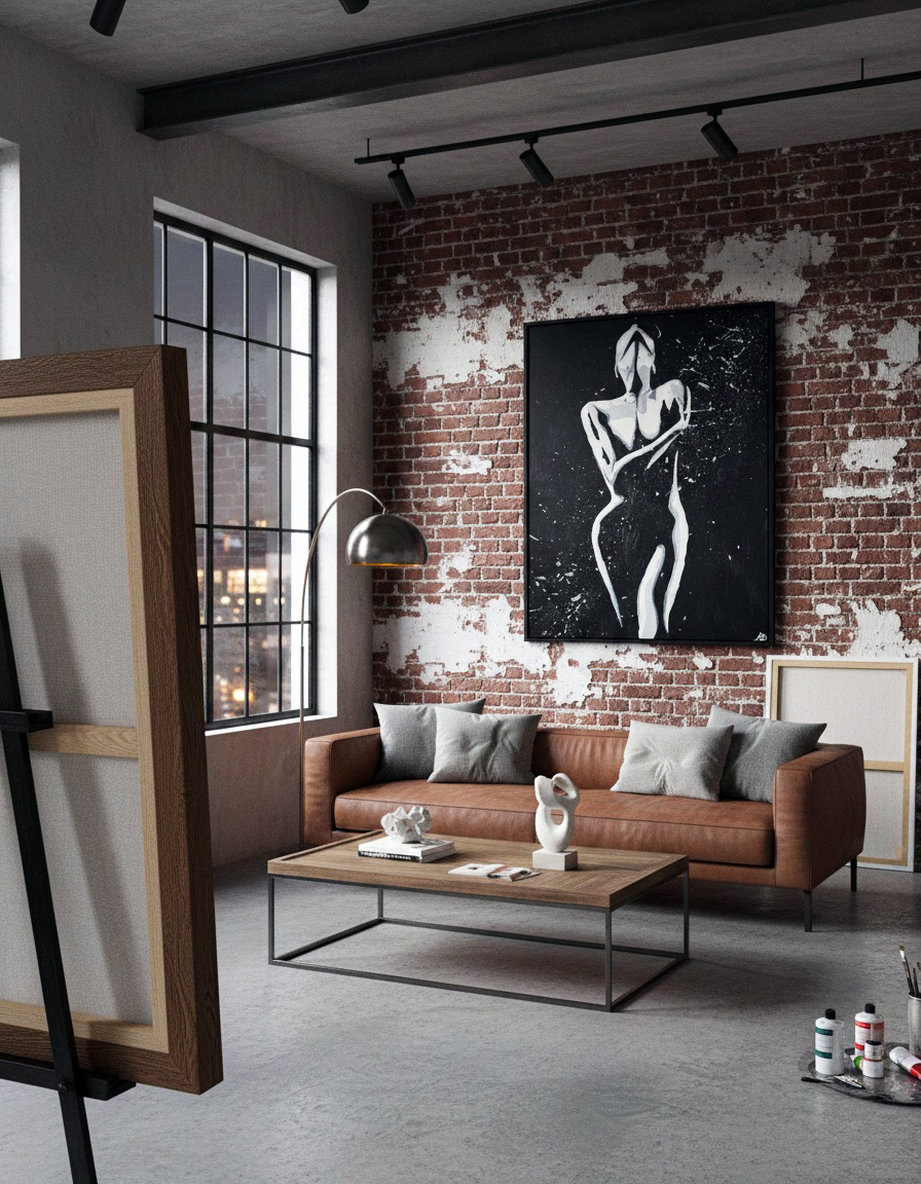 Figura femminile stilizzata in bianco e nero che si abbraccia. Qui è mostrato un suggerimento di ambientazione.