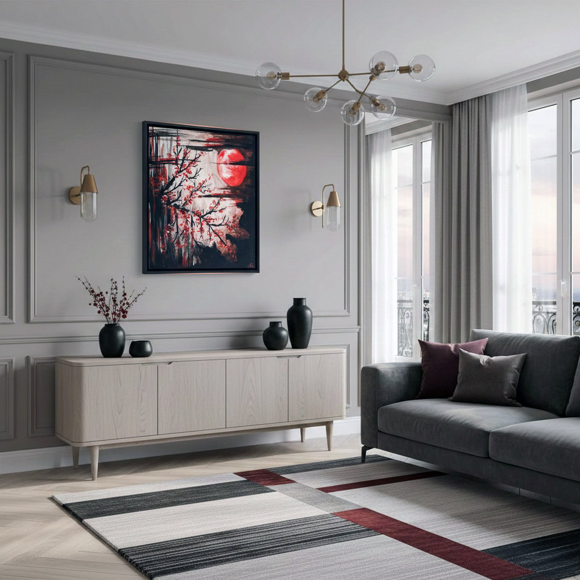 L'eternità in fiore: Suggerimento ambientazione Albero in fiore rosso sotto una grande luna rossa cupa. Qui è mostrato un suggerimento di ambientazione.