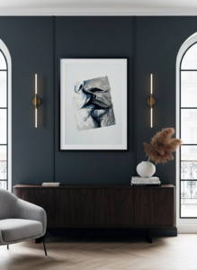 Primo piano pittorico di labbra grigie che quasi si sfiorano. Qui è mostrato un suggerimento di ambientazione.