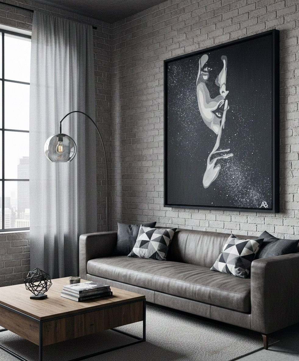 Profilo stilizzato in bianco e nero con gesto del silenzio. Qui è mostrato un suggerimento di ambientazione.