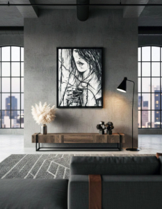 Ritratto in bianco e nero: donna con rami che si intrecciano. Qui è mostrato un suggerimento di ambientazione.