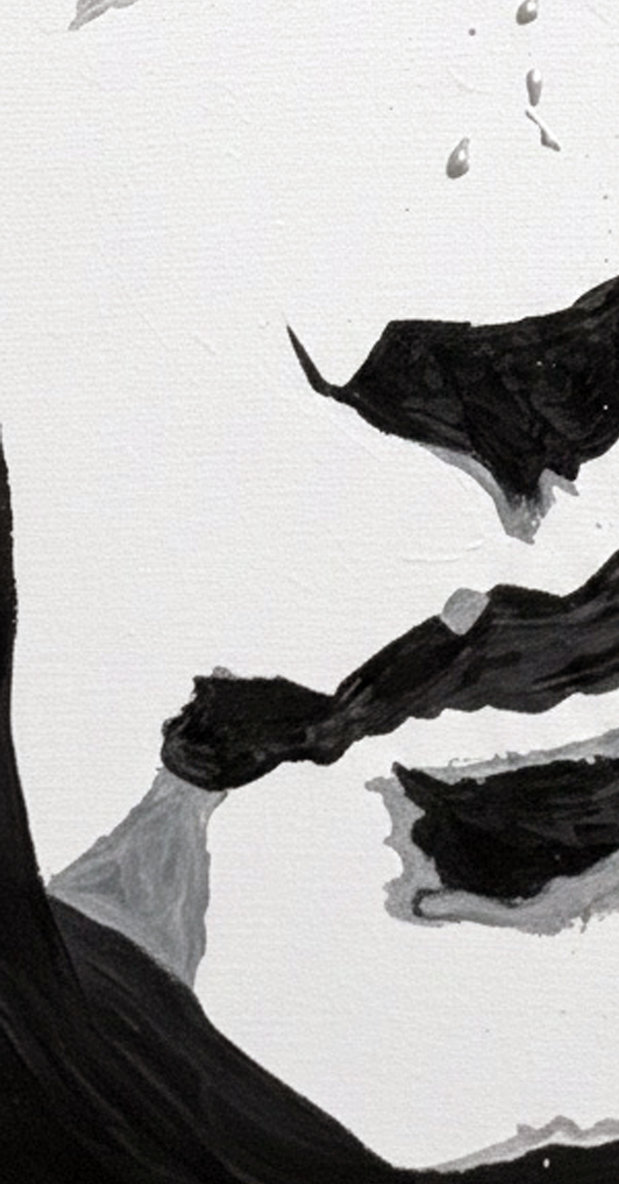 Echi silenti: dettaglio Quadro moderno con volto di adolescente. Qui è mostrato un dettaglio dell'opera.